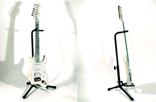 small electric guitar made of transparent material