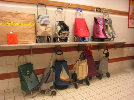 variety colors of trolley bags