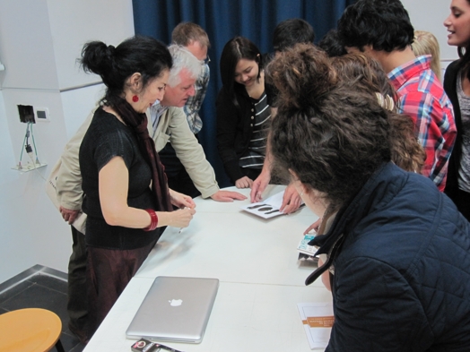 students talking in a group