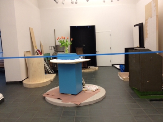 the installation process of the Reelection exhibition