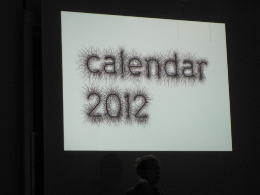 calendar 2012 typography projected on wall