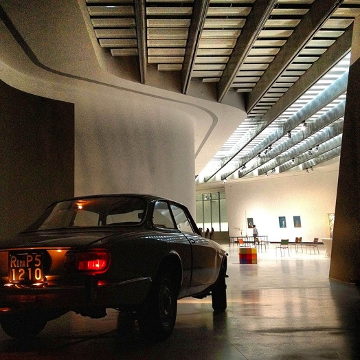 vintage car inside exhibition