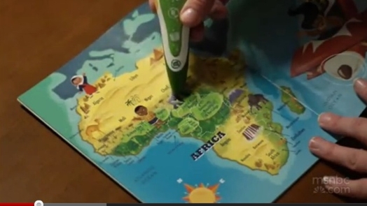 A photo of a children's book showing the continent of Africa.