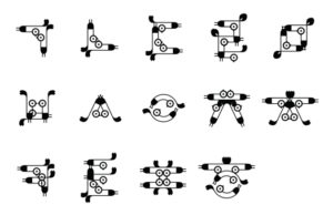Korean alphabets with bird typeface