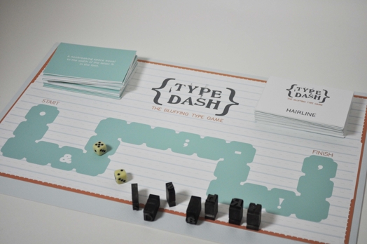 A photo of the board game Type Dash where you learn about typography and letters.