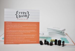 A photo of the board game Type Dash where you learn about typography and letters.