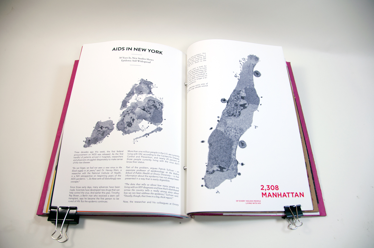 an opened book with the map of Manhattan