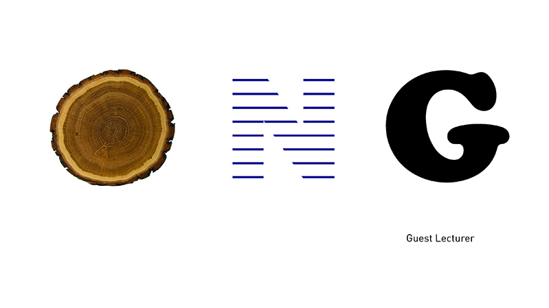 ONG logo made with a rounded log as letter O, horizontal blue lines well separated for the letter N, and a round black and bold typeface for letter G.