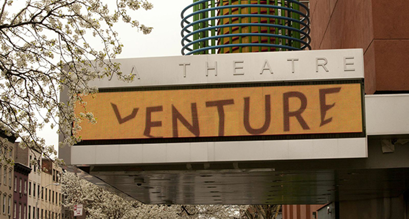 SVA theatre Venture event LED sign on the outside of the building