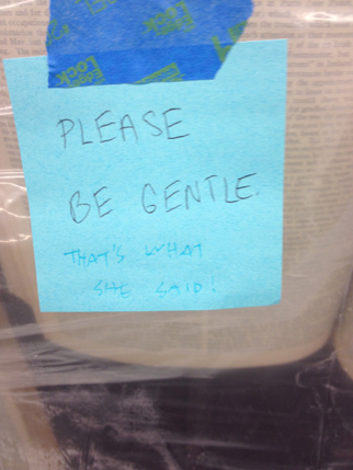 Please be gentle post-it note