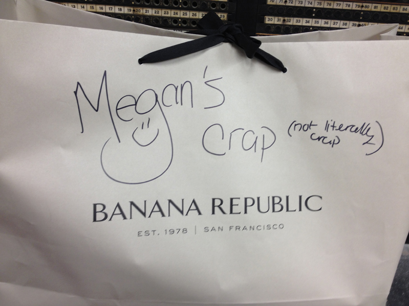 Megan's crap (not literally crap). Banana republic banner
