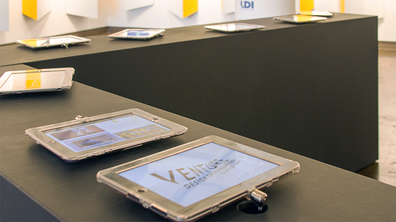 venture exhibition gallery exhibition. close up of tablets