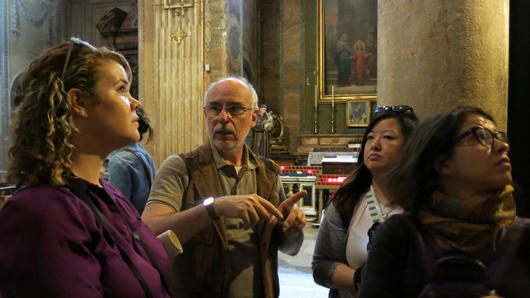 instructor explaining the church