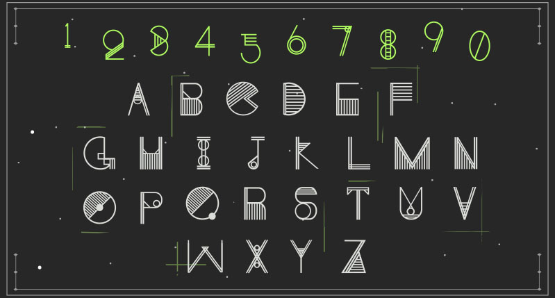 Geometric alphabet specimen