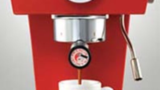 A red classic coffee maker machine.