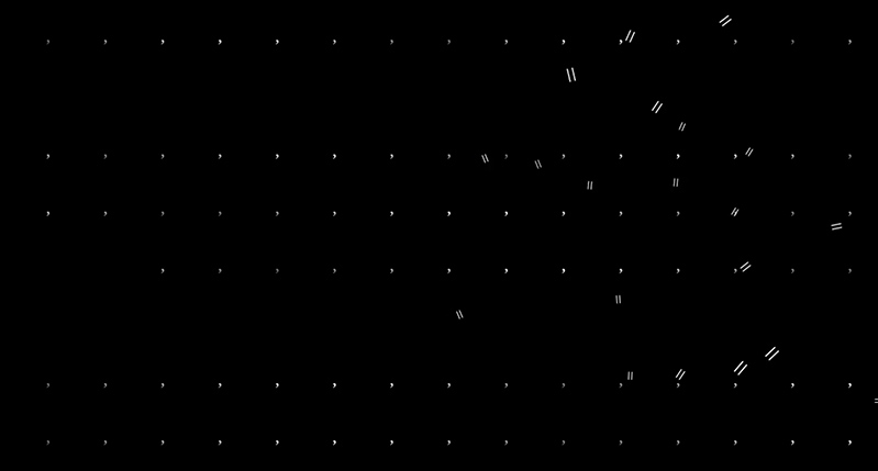 A black image with some white dots and lines displaced in a pattern.