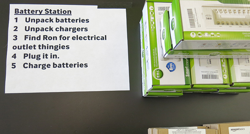 battery pile on table