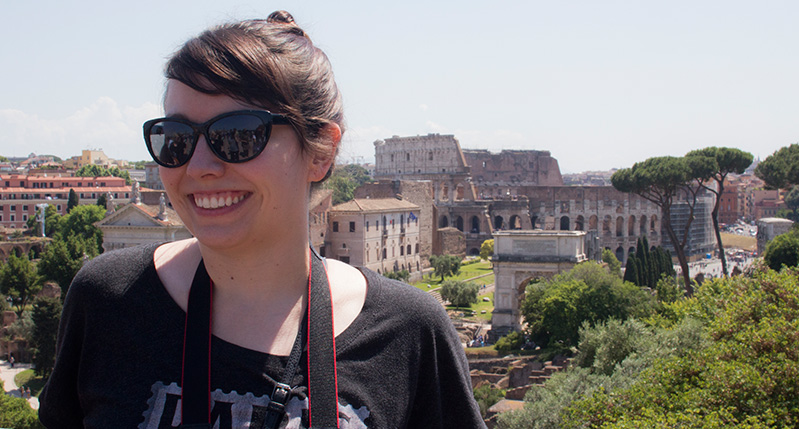 female student smiling in rome