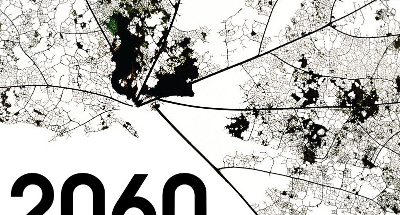 a map made with black lines and spots and 2060 written at the bottom