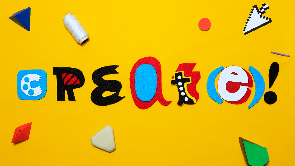 typography letters on yellow background