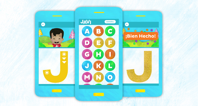 A set of computer generated overlapping designs for a phone app. The app is for teaching children the alphabet letters.