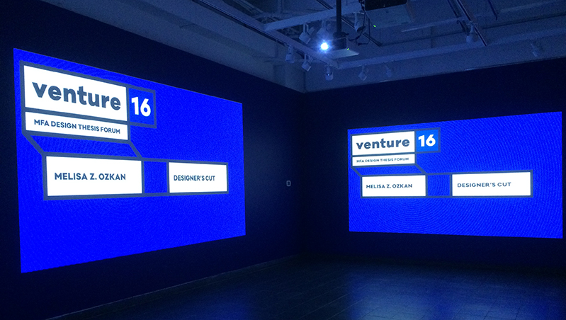 venture 16 exhibition details projected on two walls
