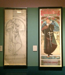 mucha style print in a frame