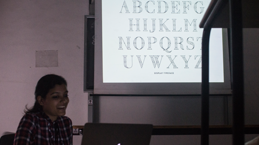 student presenting typeface