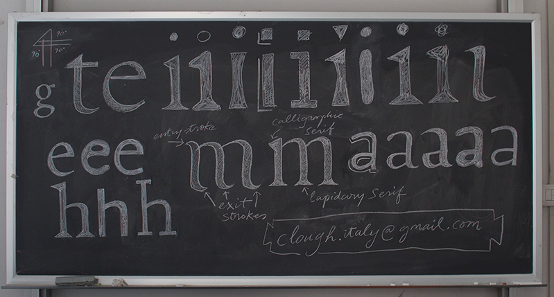 black board with white type