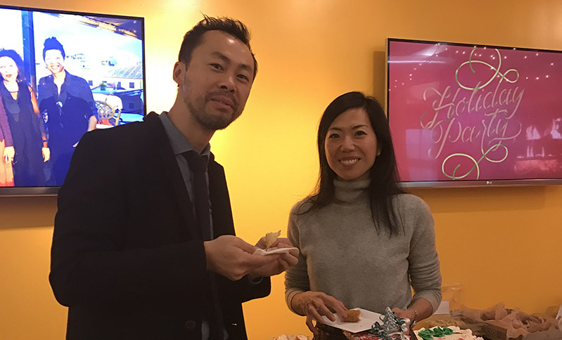 a picture of a man and a woman having a snack