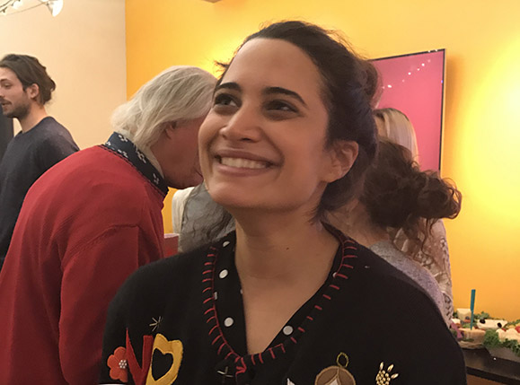 a portrait of a woman smiling