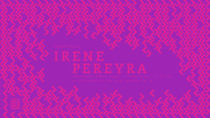 Irene Pereyra banner with fuchsia being the predominant color
