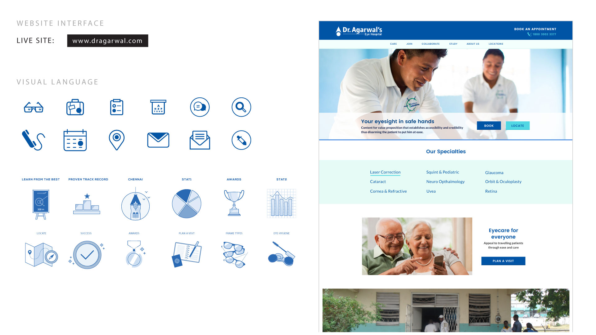 Website designed blue icons and elements for web.