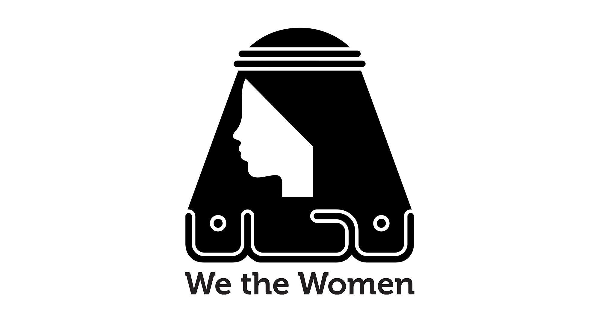 A logo of an Arab woman's face. The text on the logo is: We The Women.