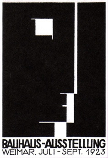 An old poster depicting some black shapes on a white background.