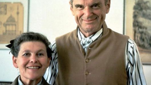 A photograph of a man and woman smiling.
