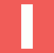 letter I in white on an orange red background