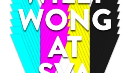 A logo designed as multiple W's in cyan, magenta, yellow and black colors. Over it a white text that says: WILLY WONG AT SVA