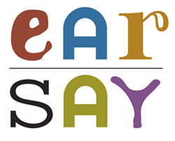 An image with different typographic fonts with text: ear say.