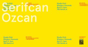 A yellow poster with some green, red and white text, The title says: Serifcan Ozcan.