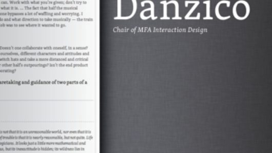 A poster showing half of a browser and on the other half on a black background the white text Liz Danzico.