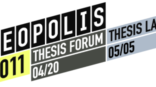 A isometric logo with text: Ideopolis 2011 Thesis Forum Thesis Launch.