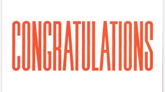 The text Congratulations written in a styled font.