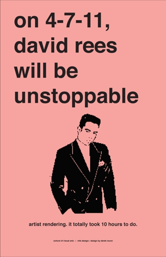 A peach color note with text: david rees will be unstoppable.
