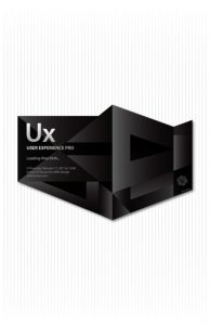 A photoshop like black polygonal splash screen with text: UX User Experience PRO