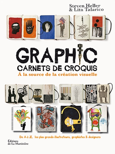 A poster showing different sketchbook pages and the title: Graphic Carnets De Croquis, A la source de la creation visuelle.
