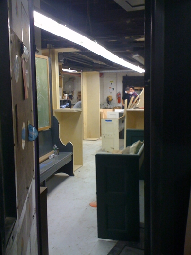 A photo of a woodworking workshop.