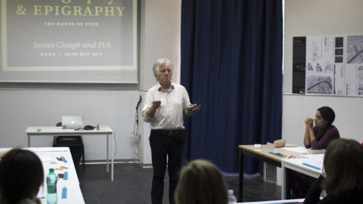 A photo of a teacher giving a lecture on Calligraphy and Epigraphy.