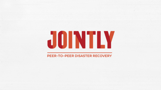 An orange logo with text: Jointly Peer-to-peer disaster recovery.