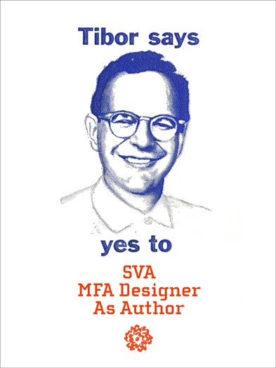 A poster showing a sketched man with glasses and a SVA logo.
